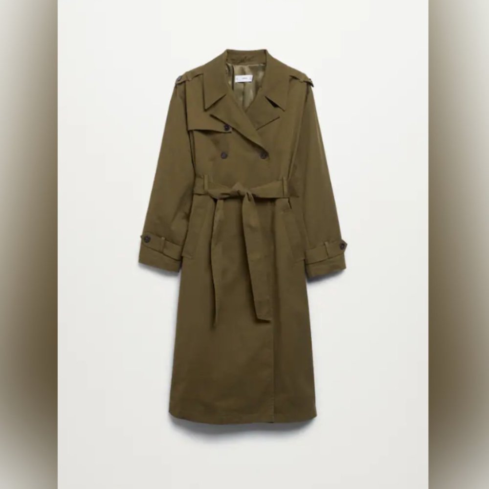 MANGO  green cotton classic trench coat (NWT)